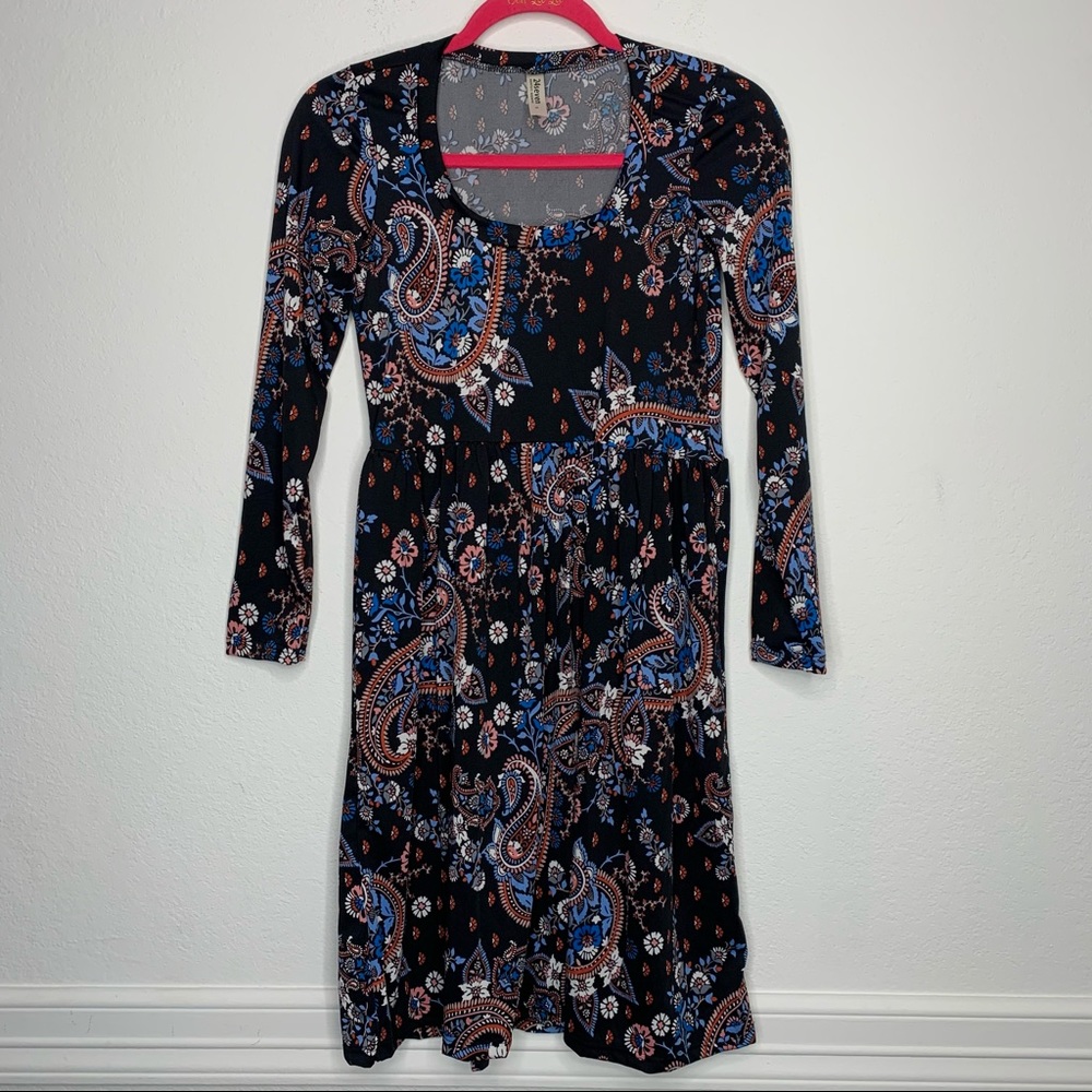 24/7 Comfort Apparel Floral Long Sleeve Dress NWOT